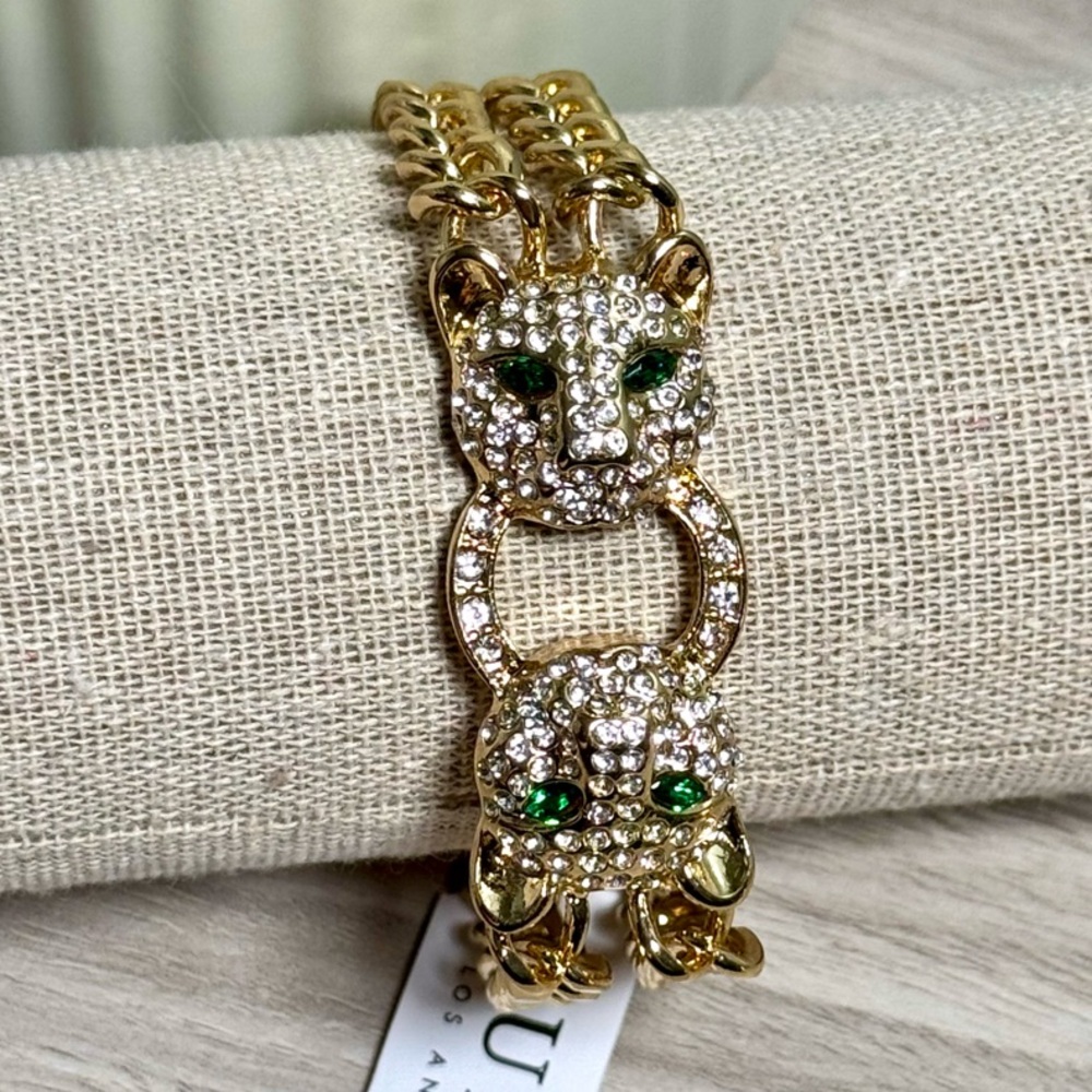 GUESS Gold and Green Panther Bracelet